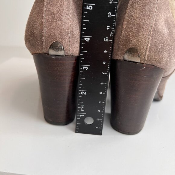 Ugg Bootie Women 10 Leather Suede Pull On Strap Heel Ankle Work Party Core Ex - Picture 9 of 15